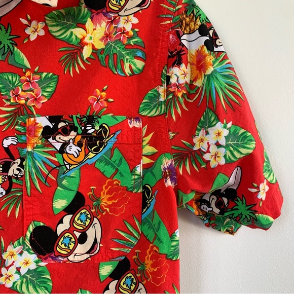 Disney Hawaiian Short Sleeve Shirt Mickey and Minnie Mouse - Picture 3 of 5